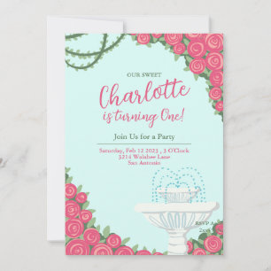 Rose anglais Garden 1er Anniversaire Invitation