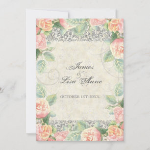 Rose anglais, Peach & Silver Faire-part de mariage