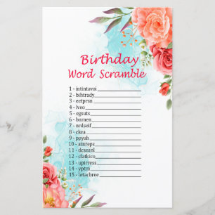 Rose Anniversaire Mot Jeu