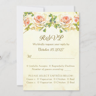 Rose antique 5 x 7 carte RSVP plat