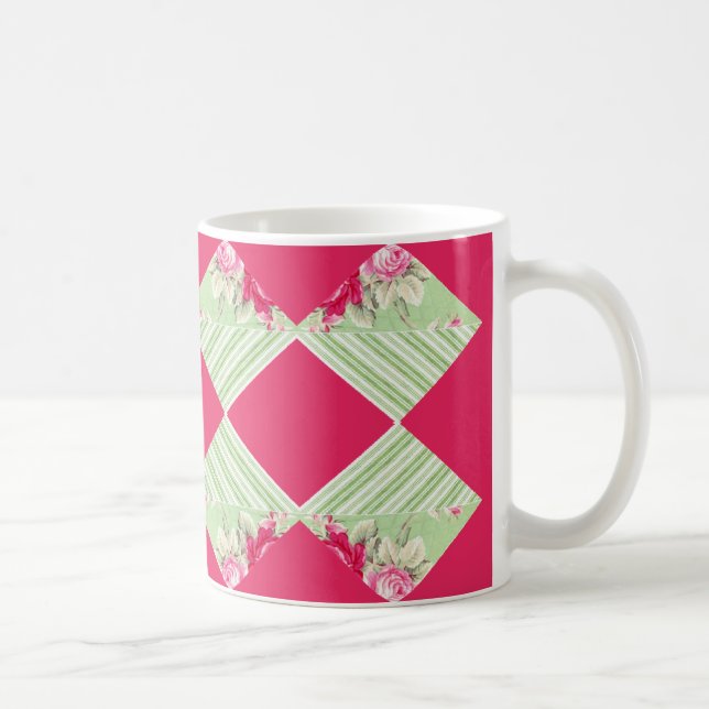 Rose Avec Faux Patchwork Mug (Droite)