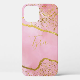 Rose avec Gold Parties scintillant iPhone / coque