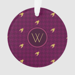 Rose avec or Accent Houndstooth Orament