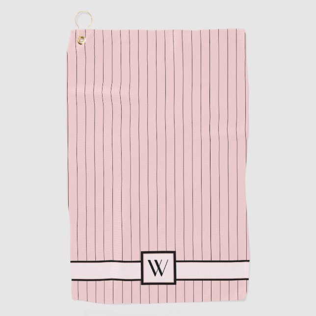Rose avec Pinstripes Noir serviette de golf (Devant)