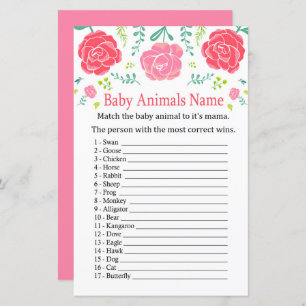 Rose Baby Animaux Nom Jeu