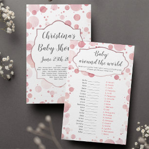 Rose "Baby around the world" Glam Baby shower Jeu