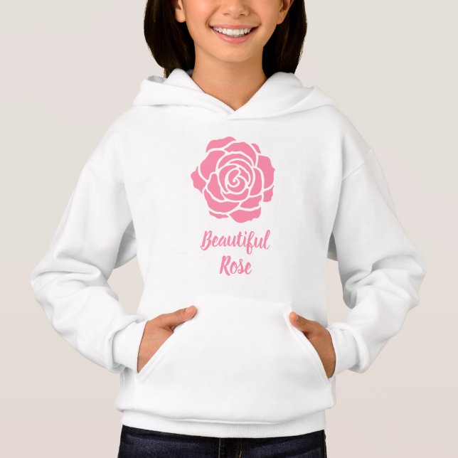 Rose Belle Sweat - shirt à capuche Rose (Enfant) (Devant)