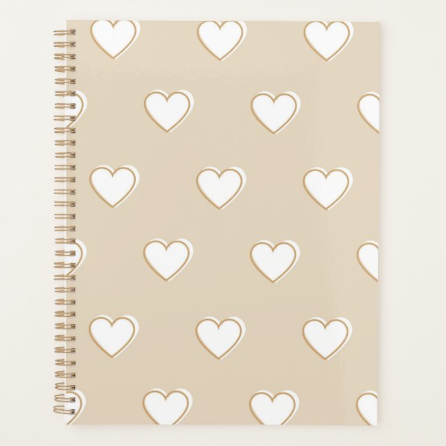 Rose blanc Beige mignon Motif de coeur simple (Devant)