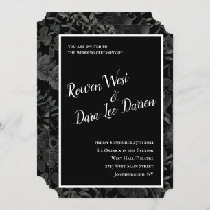 Rose blanc et noir Invitations de mariage gothique