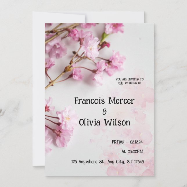 Rose Blanc Feminine Vintage Mariage Invitation (Devant)