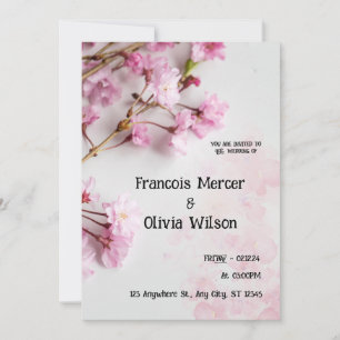 Rose Blanc Feminine Vintage Mariage Invitation