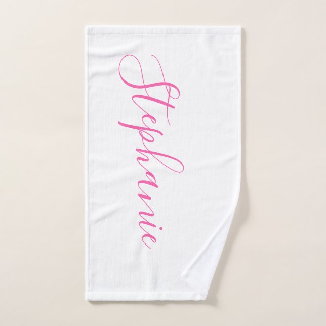 Rose blanc personnalisé monogramme serviette de yo (Serviette à main)