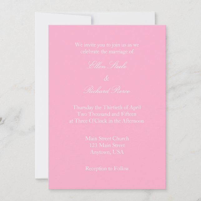 Rose Blanc Plat Simple Faire-part de mariage (Devant)