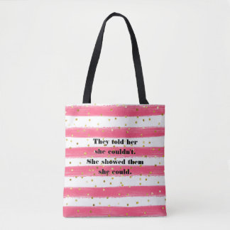 Rose, Blanc, Rayures, Sac fourre-tout Gold Confett