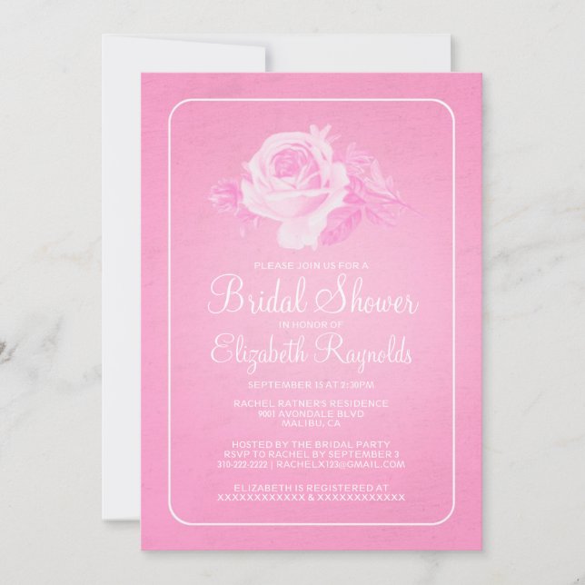 Rose Blanc Rustique Floral Invitations de douche n (Devant)