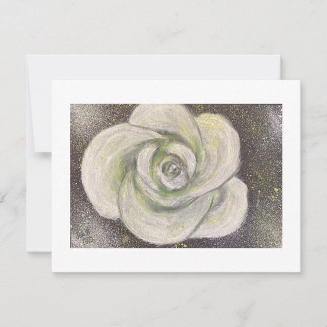 Rose blanche abstraite sur carte de fond noir (Devant)