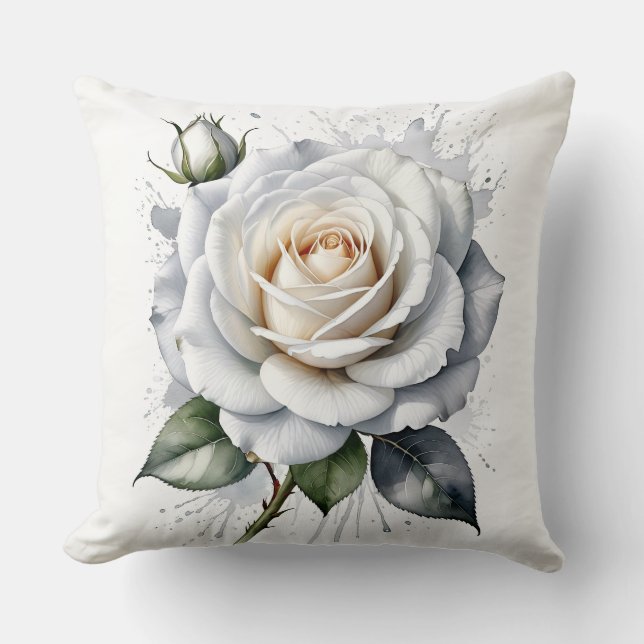 Rose blanche avec oreiller à projectile (Recto)