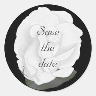 Rose blanche Enregistrer la date Stickers