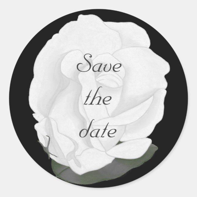 Rose blanche Enregistrer la date Stickers (Devant)