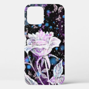 Rose blanche et coque iphone de papillons