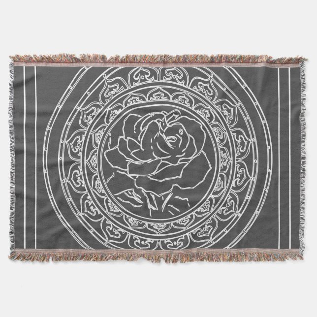 Rose blanche Mandala - Jetez la couverture (Devant)