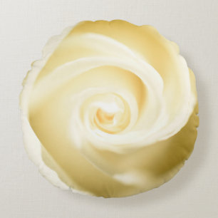 Rose blanche naturelle Coussin rond d'impression
