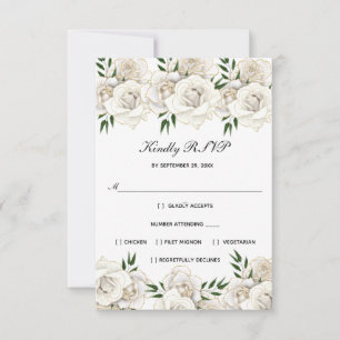 Rose blanche or floral élégant mariage formel RSVP
