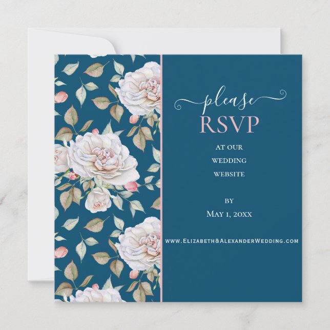 Rose blanche romantique sur RSVP de site web de ma (Devant)