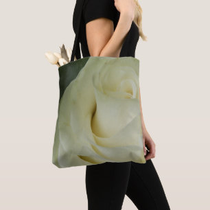 Rose blanche sur le sac d'impression