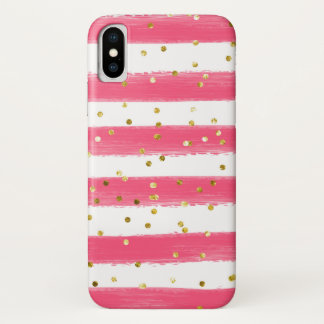 Rose, Blancs, Coque de cellule Confetti Or