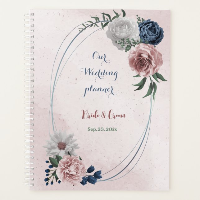 rose bleu blanc floral verdure mariage (Devant)
