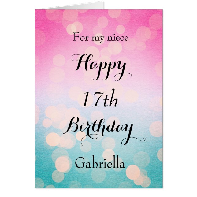 Rose Bleu Bokeh Niece 17e anniversaire (Devant)