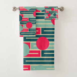 Rose, Bleu clair, Rectangles Turquoises et cercles