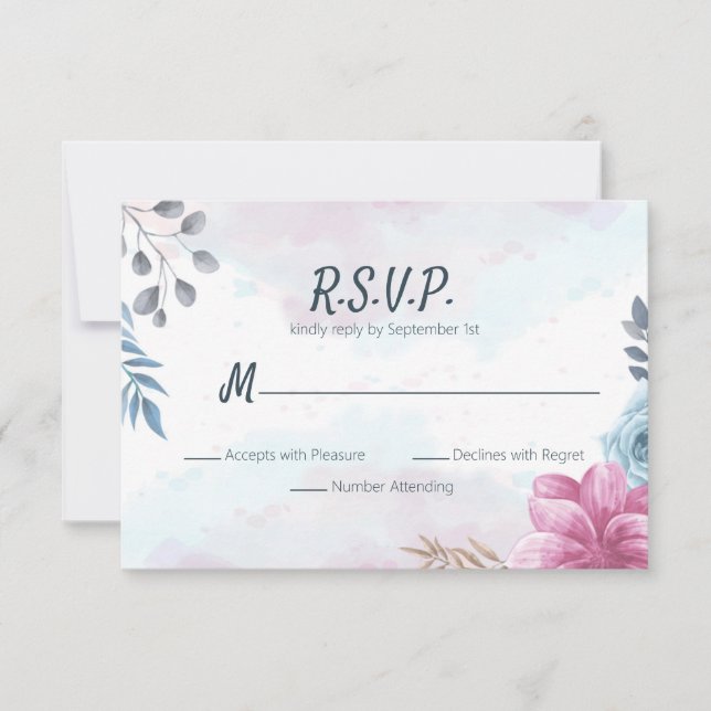 Rose bleu Dusty et fleurs roses RSVP (Devant)
