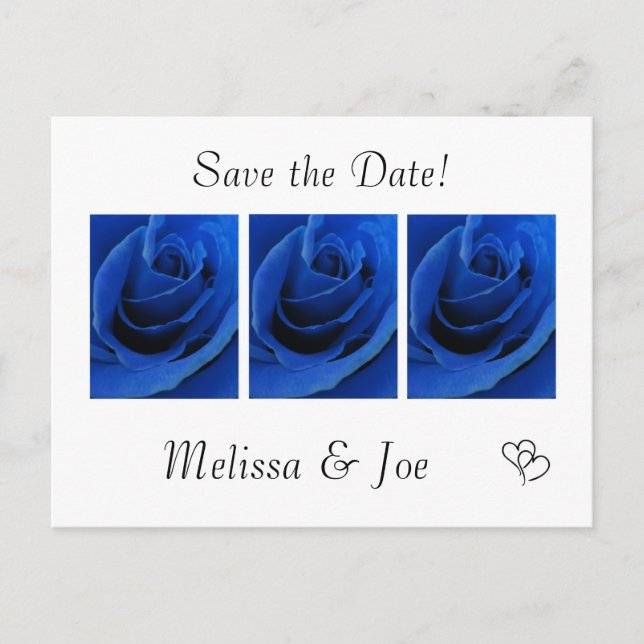 Rose bleu Enregistrer la date Cartes postales (Devant)