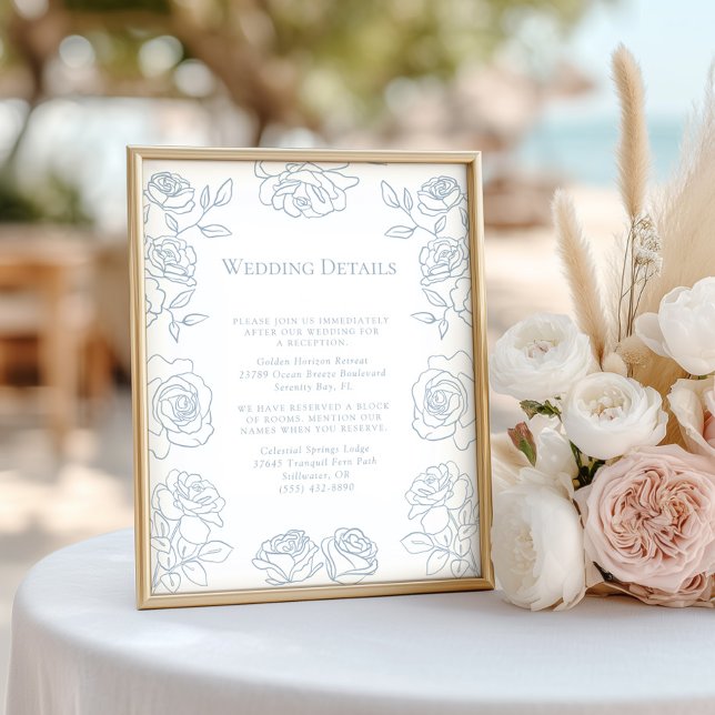 Rose  bleu et blanc moderne Détails du Mariage (Créateur téléchargé)