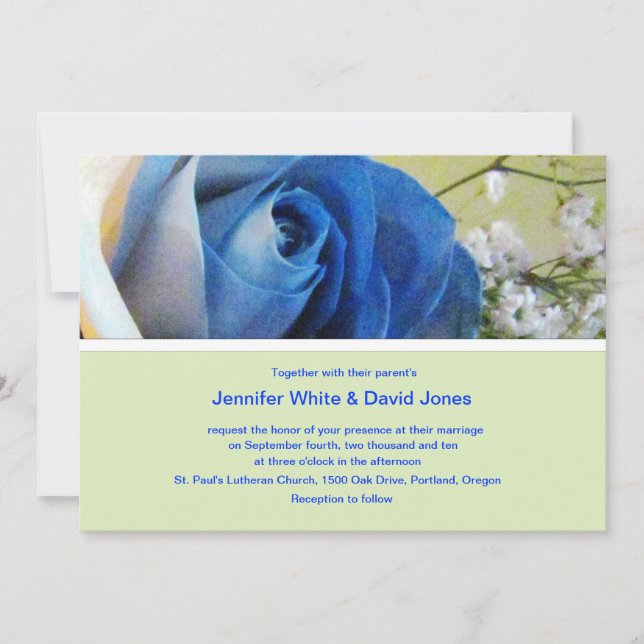 Rose bleu Faire-part de mariage (Devant)