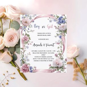 Rose bleu floral garçon fille sexe révéler invitat
