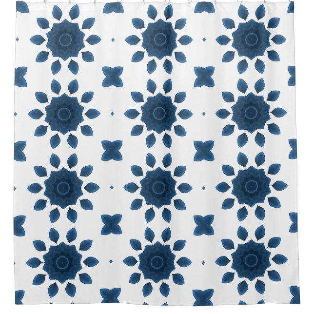 Rose bleu Kaleidoscope Motif rideaux de douche (Devant)