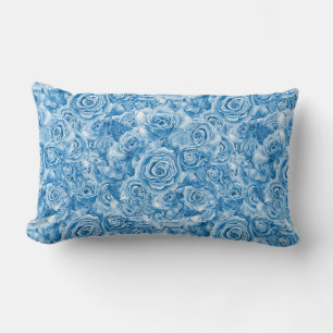 Rose bleu Lumbar Coussin 13"x21"