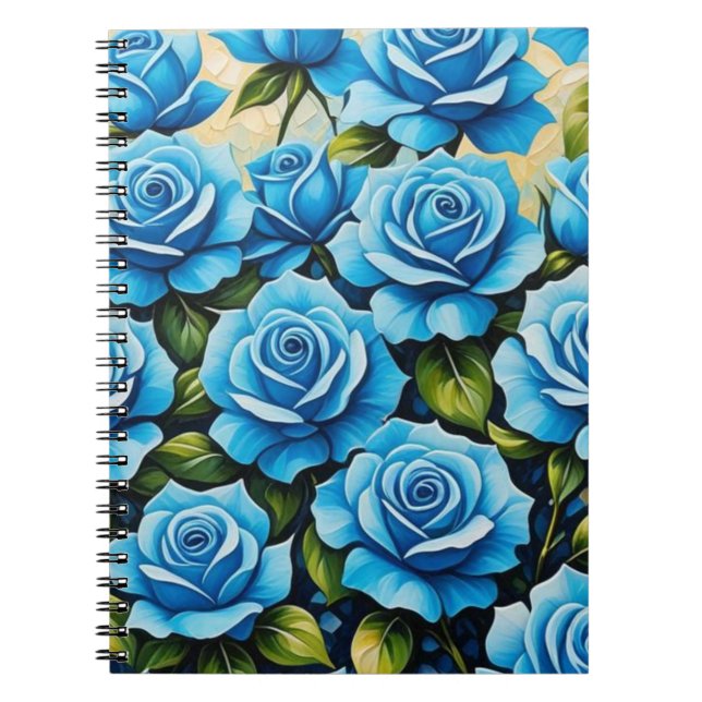 Rose bleu Mosaic Floral Carnet spiral (Devant)