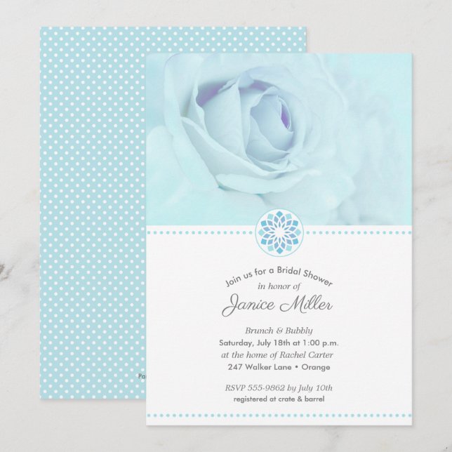 Rose bleu pâle Floral Bridal Invitations (Devant / Derrière)