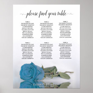 Rose bleu turquoise 6 Mariage de table Tableau de 