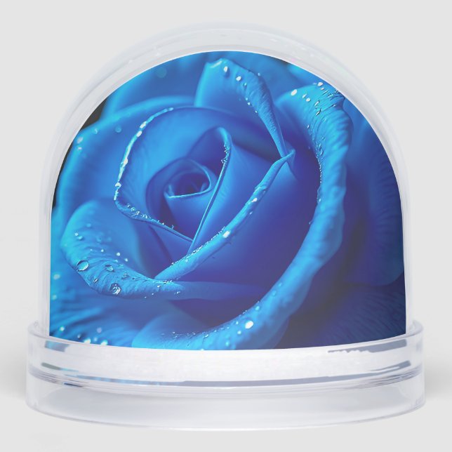 Rose bleue vibrante avec gouttes d'eau (Avant)