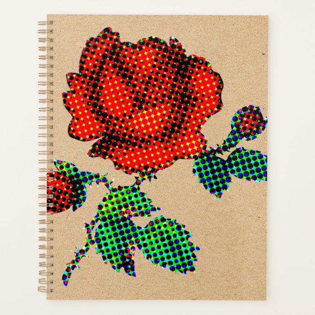 Rose Bloom Demi-teinte sur papier brun Beaux-arts (Devant)