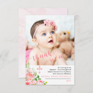 Rose Blooms Baptême Merci photo