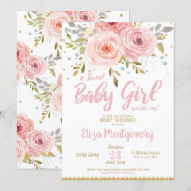 Rose Blush Floral Baby shower Invitation fille