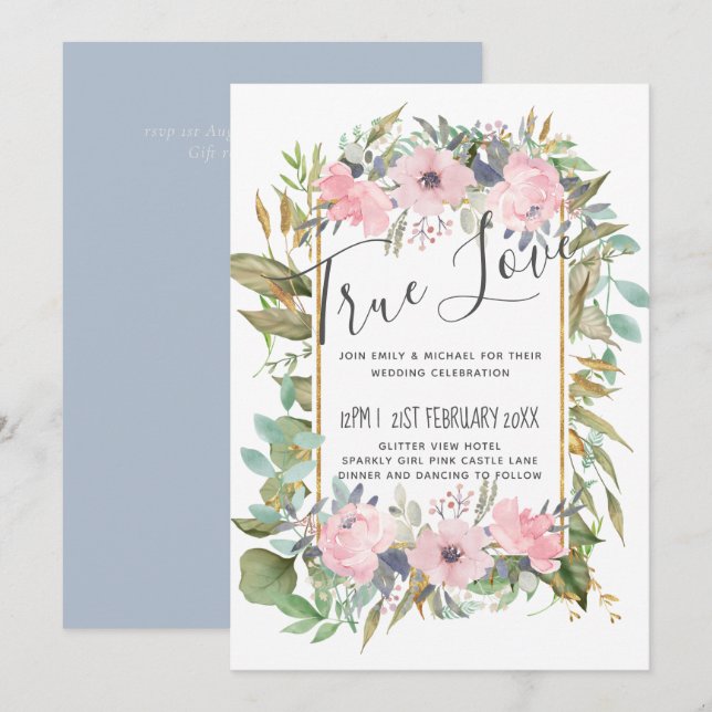 Rose Blush Floral Sage Mariage (Devant / Derrière)