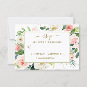 Rose Blush Gold Floral Mariage or RSVP