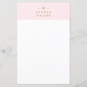Rose Blush Monogramme Papeterie de luxe en or